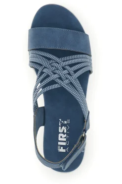 FIRST ACTIVE Sandali blu con fasce intrecciate e velcro The 201A DENIM