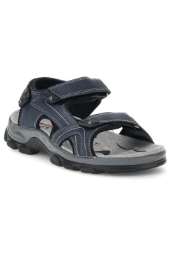 Uomo CANGURO Sandali blu con sottopiede in vera pelle CA1011