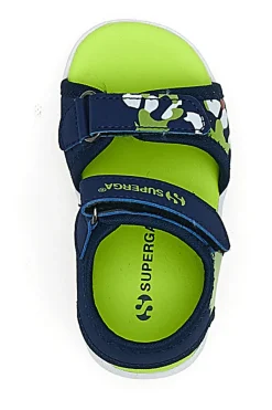 SUPERGA Sandali blu e verdi con stampa e chiusura a strappo S63S8