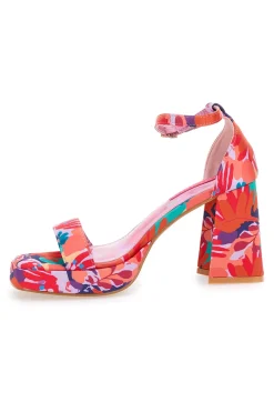 BETTYFLOWERS Sandali con Tacco a Blocco e Fiori 201 FUXIA Outlet