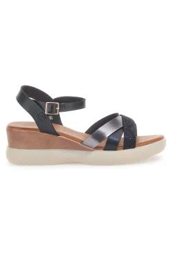 PITTARELLO SUN Sandali con zeppa bassa e fasce nere incrociate FW10172 NERO Discount