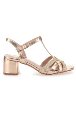 LE HAVRE PARIS Sandali dorati con tacco basso e glitter 307095 Sale