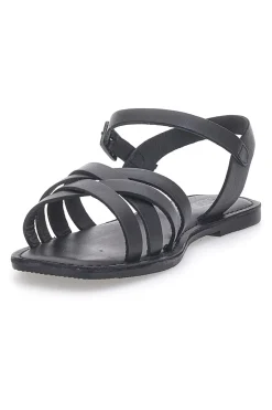 PITTARELLO SUN Sandali flat neri con fasce incrociate e cinturino alla caviglia A99311101