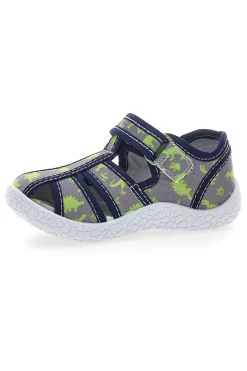 PITT KIDS Sandali grigi con dinosauri gialli punta chiusa PK92E