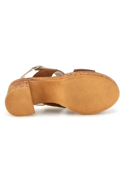 PITTARELLO Sandali in pelle marrone con tacco largo e plateau 32289 Online