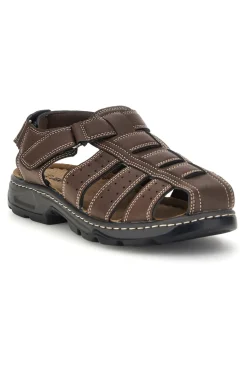 Uomo JERPOINT Sandali marrone punta chiusa strappo regolabile M8557