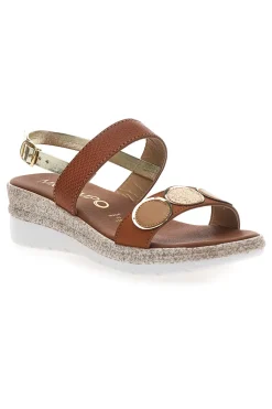 MIO TEMPO Sandali Marroni Con Dettagli Oro 2482 Clearance