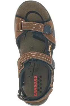 Uomo CANGURO Sandali Marroni Con Strappi in Velcro 1015