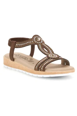 MIO TEMPO Sandali marroni con strass LR2602 CIOCCOLATO Hot