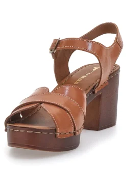 PITTARELLO Sandali Marroni con Tacco a Blocco e Tomaia in Pelle 1146209 HONEY Best