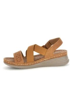 MIO TEMPO Sandali marroni con zeppa e fasce incrociate Q17751 MARRONE New