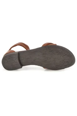 PITTARELLO LOOK Sandali marroni in vera pelle incrociati con cerniera sul retro 225675 BRANDY Outlet
