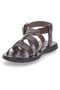 Uomo PITTARELLO SUN Sandali marroni in vera pelle intrecciata Made in Italy 41