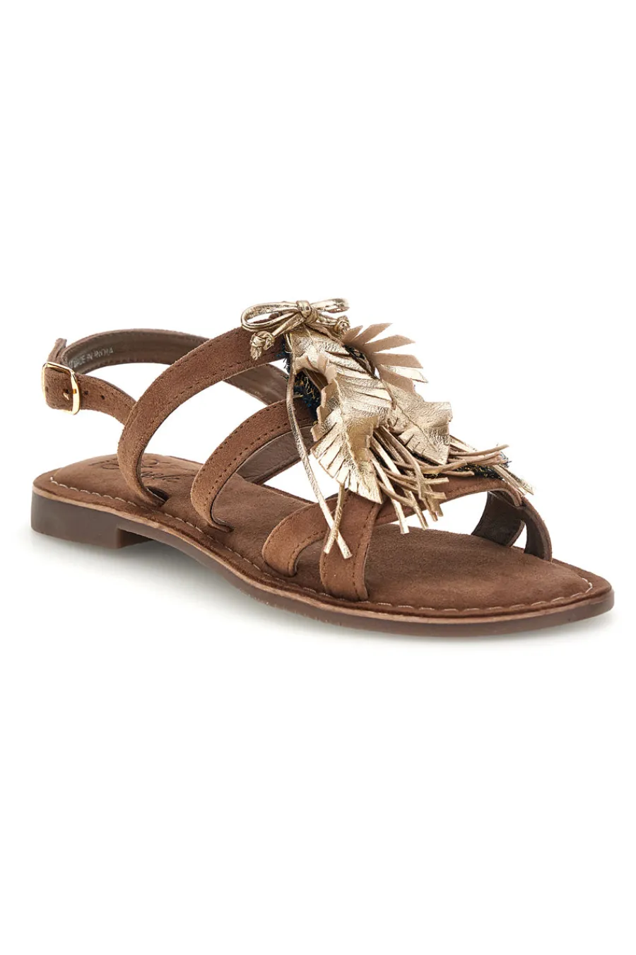 PITTARELLO LOOK Sandali marroni in vera pelle con frange e decoro frontale IF8162 TAUPE Hot