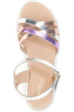 PITT KIDS Sandali multicolor metallizzati con fascette incrociate 39G2540S