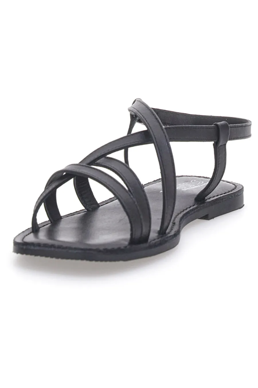 PITTARELLO SUN Sandali Neri a Infradito con Tomaia in Pelle Incrociata A991101 New