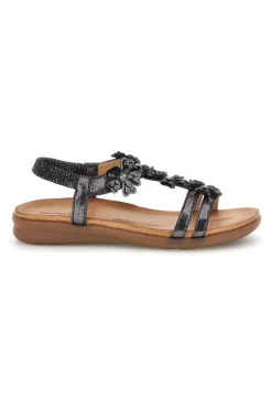 QUANNA MELL Sandali neri con applicazioni floreali Quanna mel k8673 GRIGIO/METALLO Hot