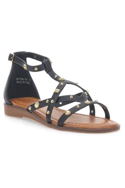 MON DIEU Sandali neri con borchie dorate e cinturino JXSS25T6 Online