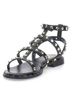 ME u0026 ME Sandali neri con borchie e cinturino alla caviglia Me & Me 1663 NERO/PLATINO New