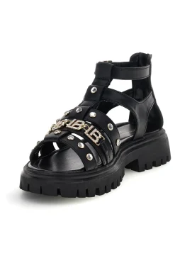 LAURA BIAGIOTTI Sandali neri con borchie e fibbie 9621C9764