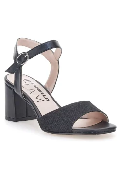 PITTARELLO GLAM Sandali Neri Con Brillantini e Cinturino Alla Caviglia 4214 New
