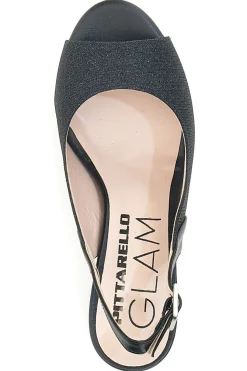 PITTARELLO GLAM Sandali Neri Con Brillantini e Cinturino Sling-back 916 Hot