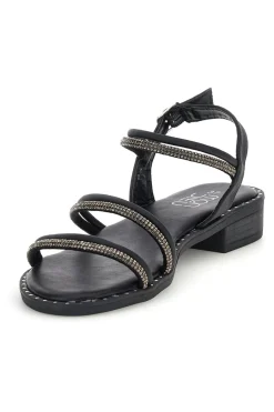 MON DIEU Sandali neri con cinturino e dettagli luminosi PREA123 NERO Discount