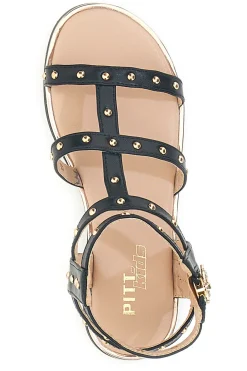 PITT KIDS Sandali neri con dettagli oro e zip posteriore 39G2538S