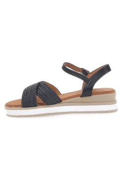 PITTARELLO SUN Sandali neri con fasce glitterate e zeppa bassa CH2071B02 Online