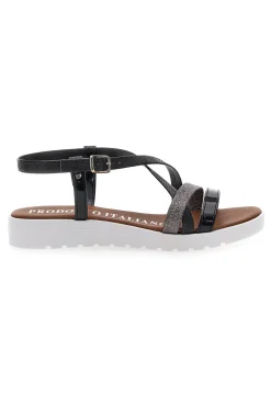 MIO TEMPO Sandali Neri con Glitter 8864 NERO/CANNA DI FUCILE New