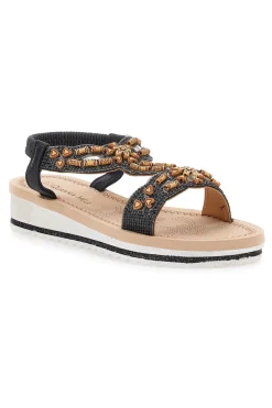QUANNA MELL Sandali Neri Con Perline Quanna Mel 21026 Discount