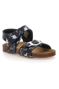 PITT KIDS Sandali Neri Con Strappo In Velcro Plantare In Pelle 47327