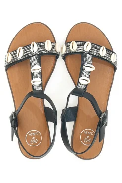 GALIA Sandali neri con strass e fibbia decorativa 020212 Sale