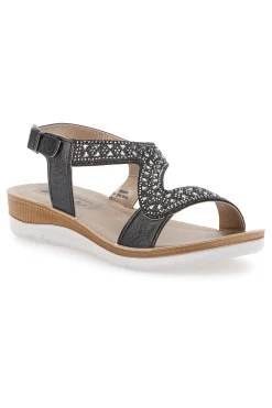 INBLU Sandali Neri Con Strass Bv NERO Hot