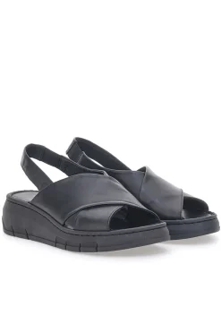 PITTARELLO FOCUS Sandali Neri con Tomaia in Pelle e Soletta Morbida 3315579 NERO
