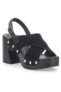PITTARELLO LOVE Sandali Neri con Tomaia in Pelle e Tacco a Coda 5850 New