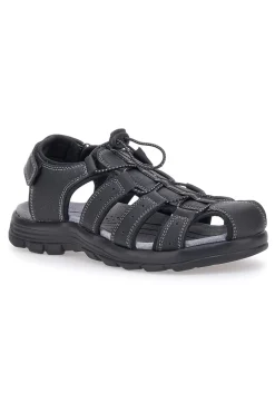 Uomo JOHES LAND Sandali neri con velcro ed elastico 2208