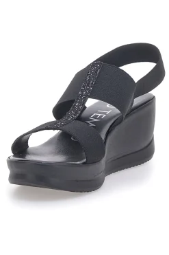MIO TEMPO Sandali Neri Con Zeppa Elasticizzati 2210/97