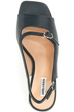 MARIELLA BURANI Sandali Neri Eleganti con Tacco Largo e Dettaglio Gioiello 51161 New