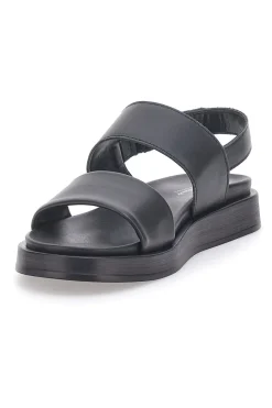 PITTARELLO FOCUS Sandali neri in pelle con doppia fascia e chiusura in velcro 28066IN Clearance