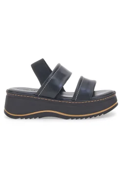 PITTARELLO Sandali Neri in Pelle con Platform e Elastico Posteriore 54874 Outlet