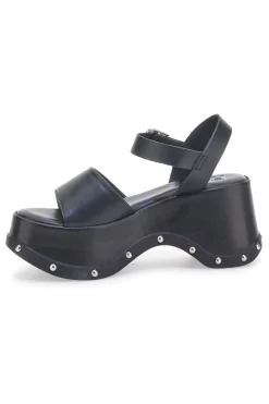 PITTARELLO ROCK Sandali Neri In Vera Pelle con Platform Alto 15777/Z Hot