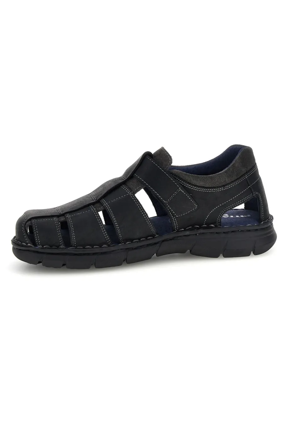 Uomo PITTARELLO ECO Sandali neri in vera pelle con design intagliato 26172