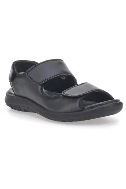 Uomo FLY DINAMIC Sandali neri in vera pelle con doppio strappo FD102