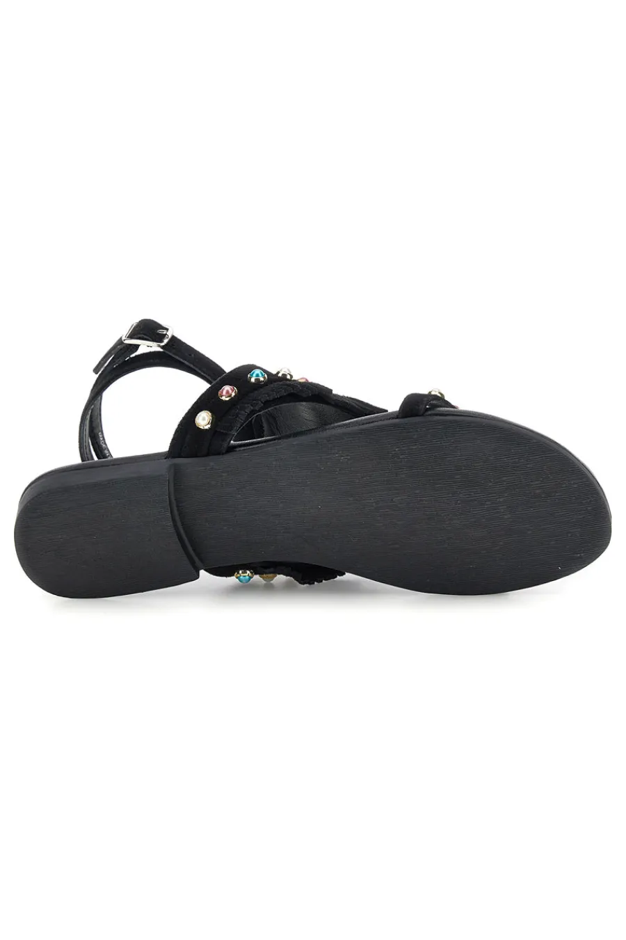 PITTARELLO LOOK Sandali neri in vera pelle infradito con frange e borchie IF6856 Discount