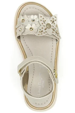 LAURA BIAGIOTTI Sandali Oro con Fiore Decorativo e Velcro 96129493