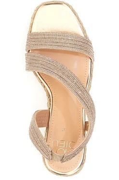MON DIEU Sandali Oro con Zeppa con Glitter 602 Outlet