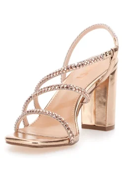THE FIRST Sandali Oro Rosa Con Cinturino e Dettagli Brillanti 255 Sale