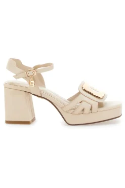 LAURA BIAGIOTTI Sandali Panna Con Tacco a Blocco 9061 Outlet