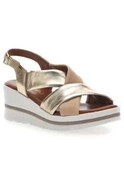MIO TEMPO Sandali Platino Con Platform e Tomaia in Pelle 269020 PLATINO/BEIGE New